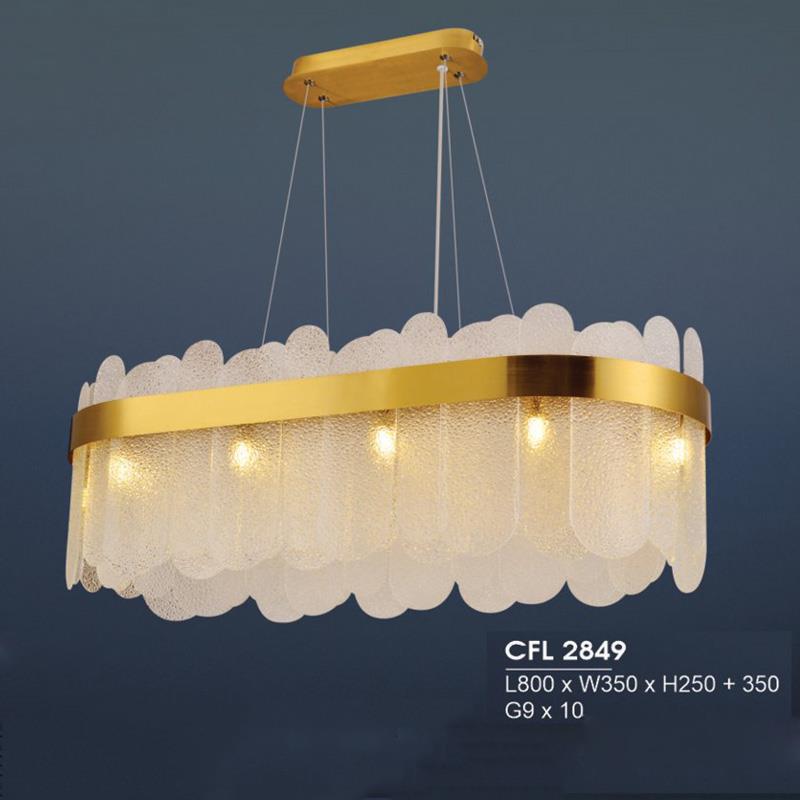 Đèn chùm pha lê Hufa L800*W350*H250 + 350, G9 *10