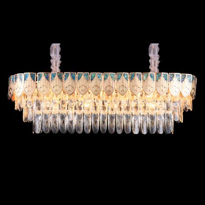 Đèn chùm pha lê K9, nhôm khảm xà cừ - L930*W300*H300 - E14*16