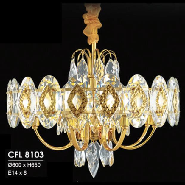 Đèn chùm pha lê Ø600*H650, E14*8