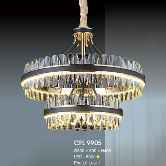 Đèn chùm pha lê Ø800+500*H450, LED 60W