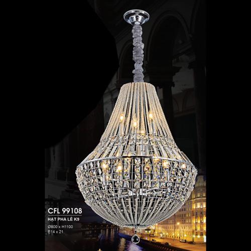 Đèn chùm Pha Lê Ø800*H1100, E14*21, hạt pha lê K9
