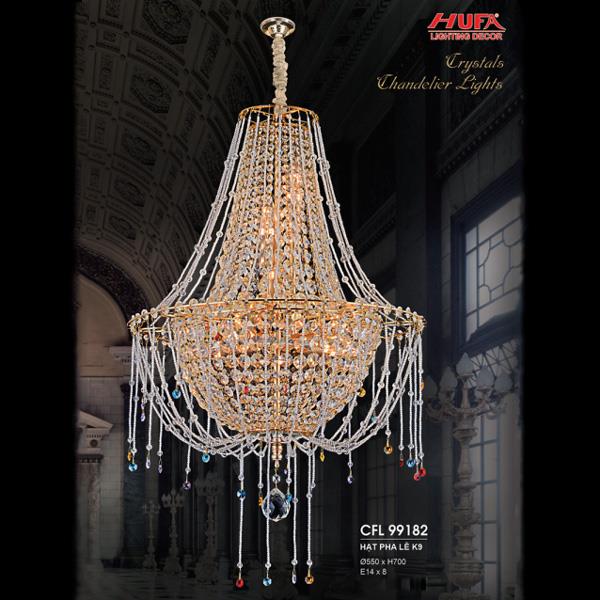Đèn chùm Pha Lê Ø550*H700, E14*8, hạt pha lê K9