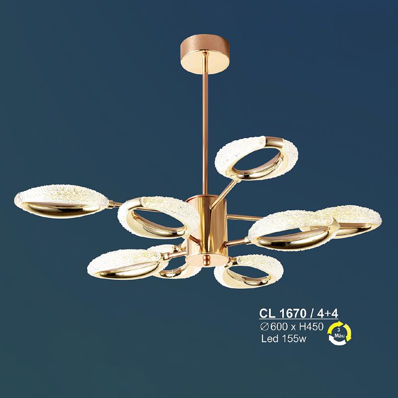 Đèn chùm LED 155W Sano Ø600*H450 - 3 màu ánh sáng