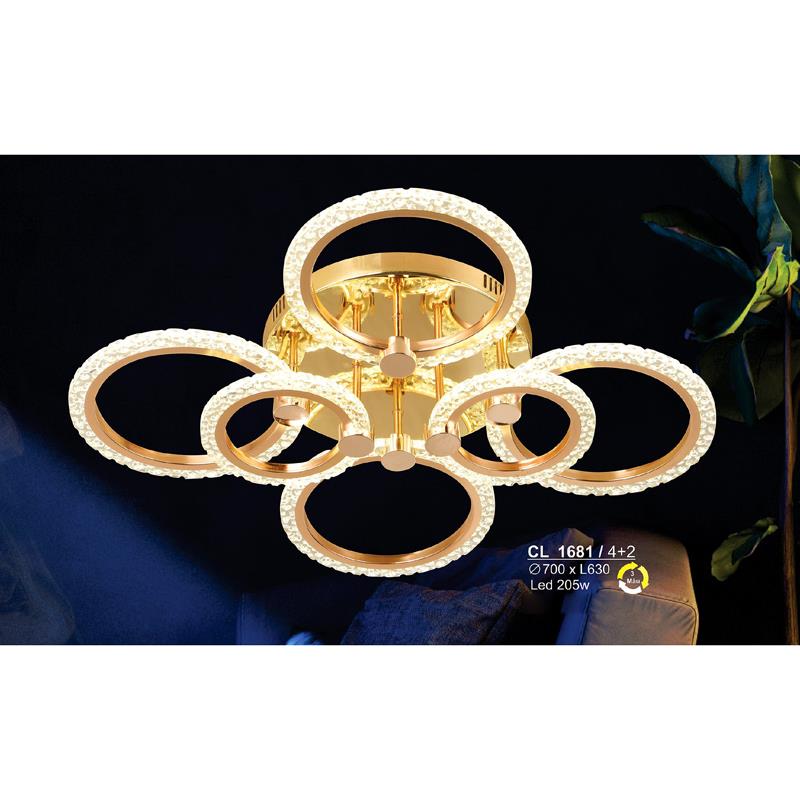 Đèn chùm LED 205W Sano Ø700*L630 - 3 màu ánh sáng