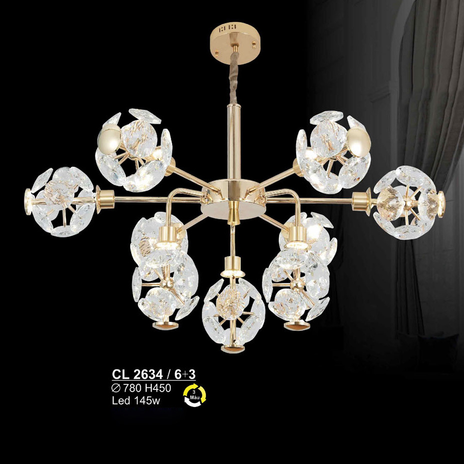 Đèn chùm led 145W Sano Ø780*H450 - 3 màu