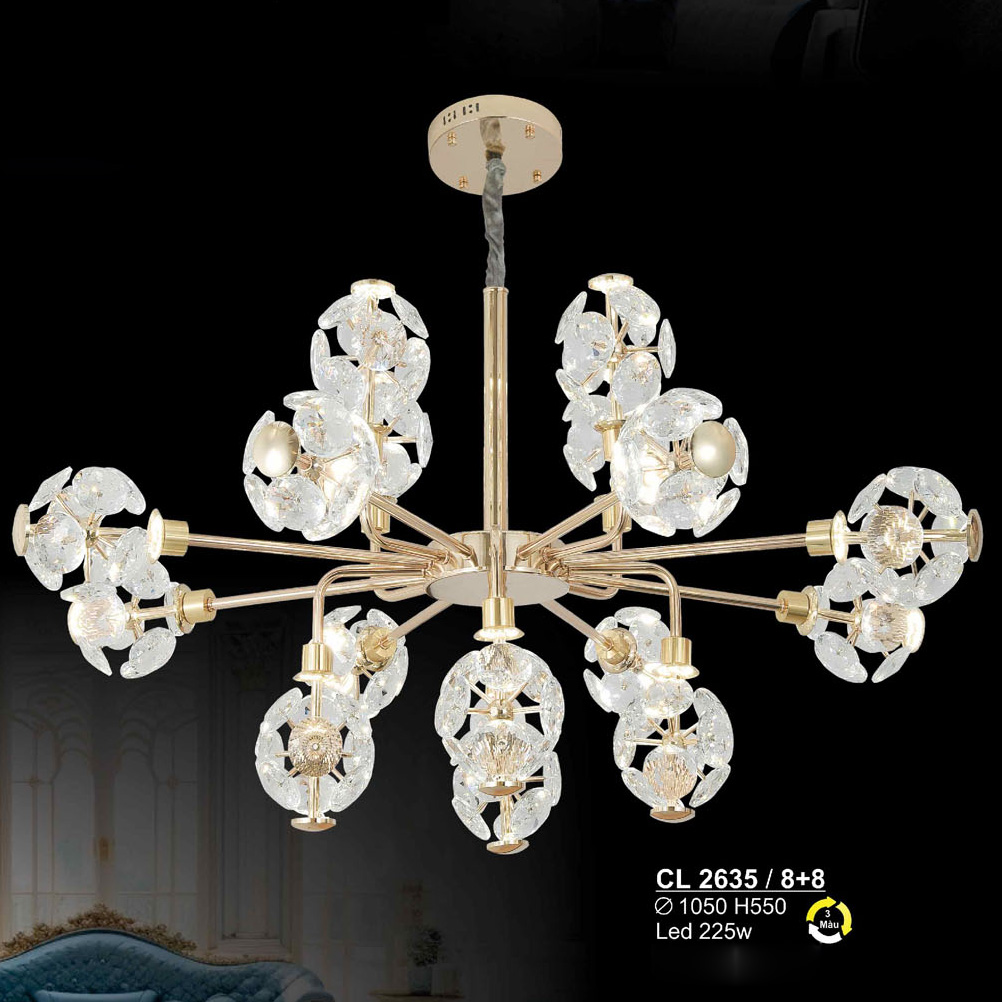 Đèn chùm led 225W Sano Ø1050*H550 - 3 màu