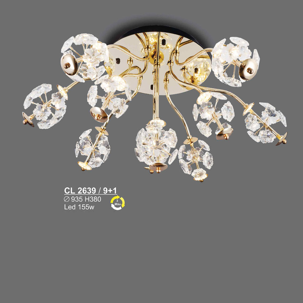 Đèn chùm led 155W Sano Ø935*H380 - 3 màu