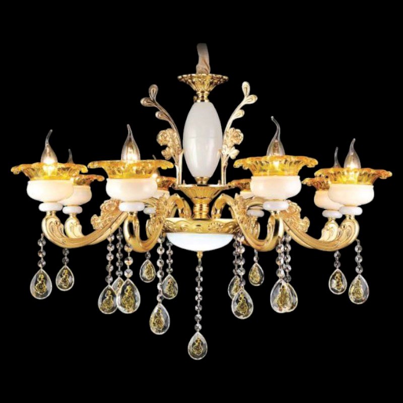 Đèn chùm nến chao đá ngọc Ø800*H650