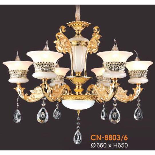 Đèn chùm nến chao đá ngọc Ø660*H650