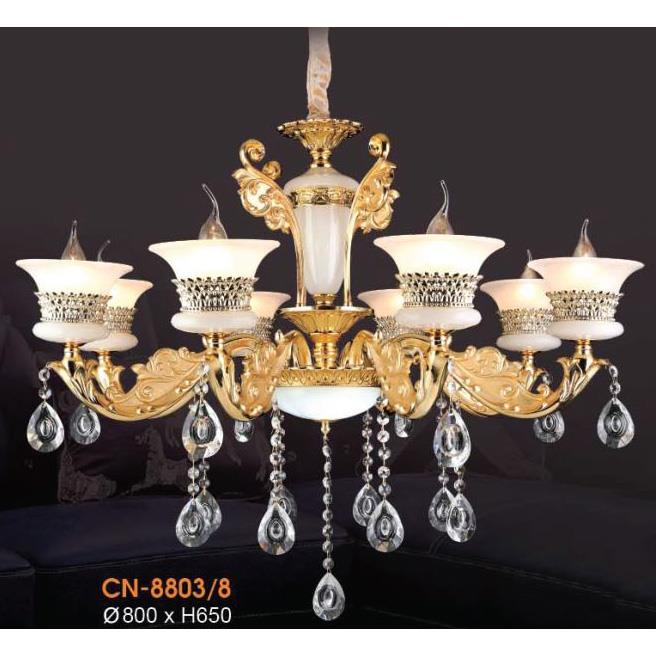 Đèn chùm nến chao đá ngọc Ø800*H650
