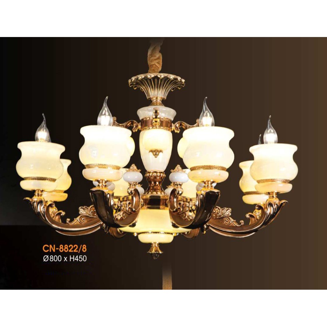 Đèn chùm nến chao đá Veronia CN-8822/8 Ø800*H450