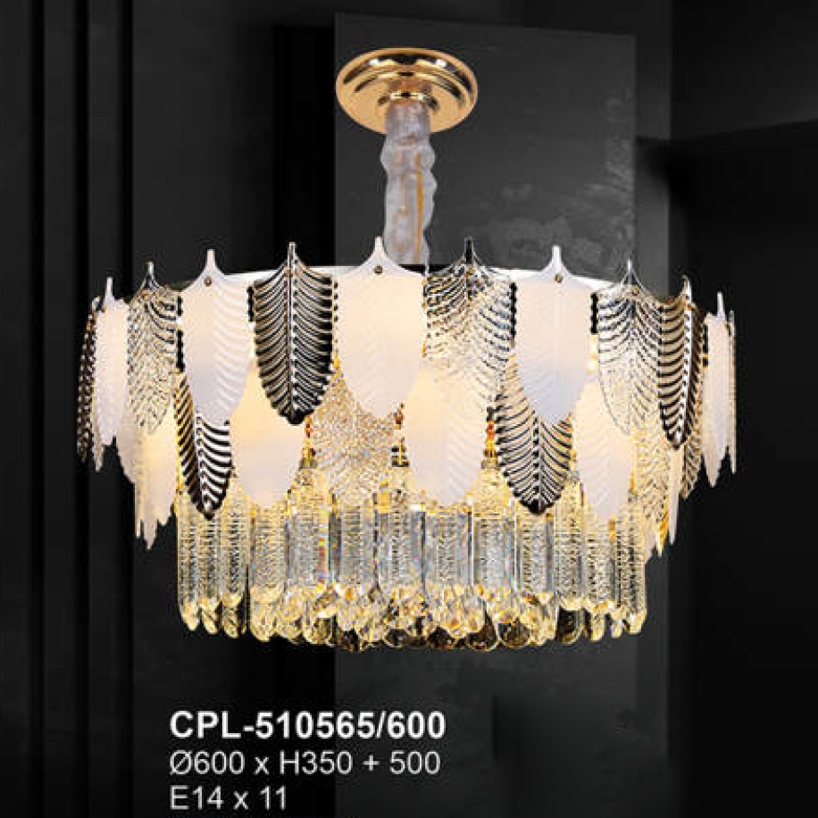 Đèn chùm pha lê Andora Ø600 x H350 + 500 E14 x 11