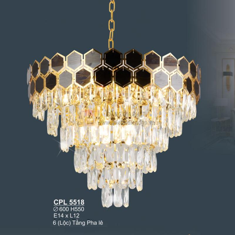 Đèn chùm Pha Lê Sano - E14*L12 - Ø600*H550 - 6 (Lộc) Tầng Pha Lê