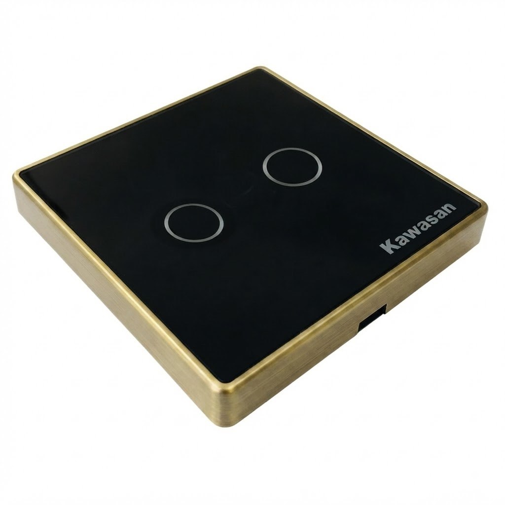 Công tắc đôi vuông cảm ứng chạm Wifi Kawasan CT2V-WIFI(B)
