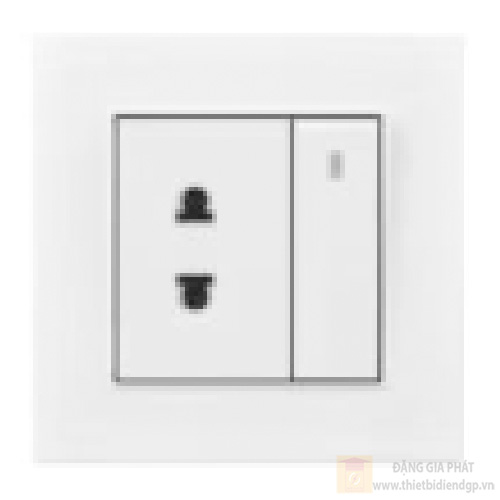 Bộ ổ cắm 2 chấu + nút nhấn 1 chiều duhal cổ điển K series
