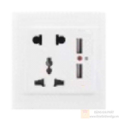 Bộ ổ cắm đa năng + ổ cắm 2 chấu + 2 USB duhal cổ điển K series