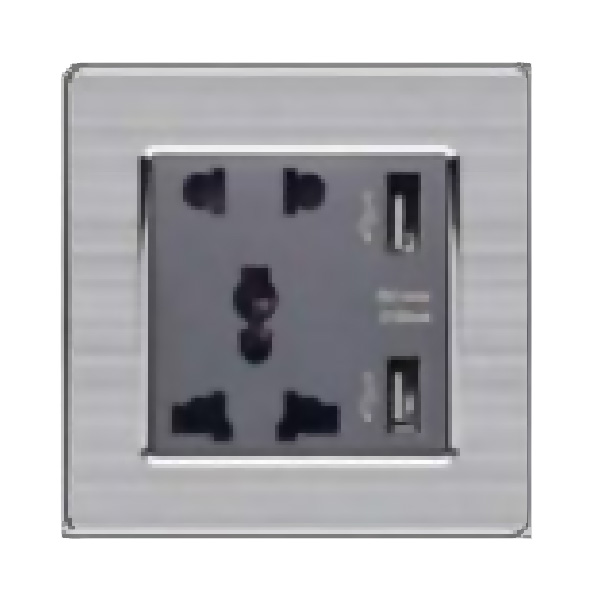 Bộ ổ cắm đa năng + ổ cắm 2 chấu và 2 cổng USB DUHAL cổ điển S2 series