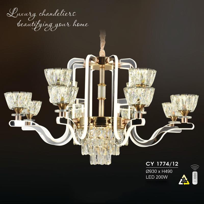 Đèn chùm Ý Hufa Ø930*H490 - LED 200W, ánh sáng 3 chế độ