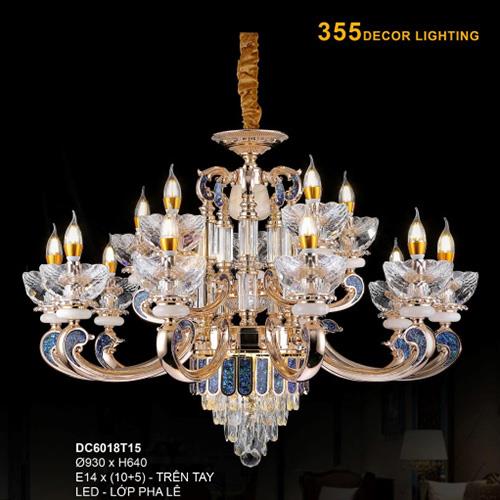 Đèn chùm nến Ø930*H640 - E14*(10+5) - Trên Tay, LED - Lớp Pha Lê