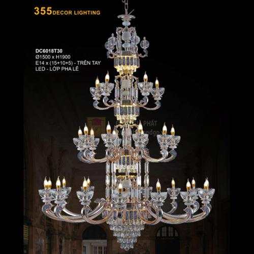 Đèn chùm nến Ø1500*H1900 - E14*(15+10+5) - Trên Tay, LED - Lớp Pha Lê