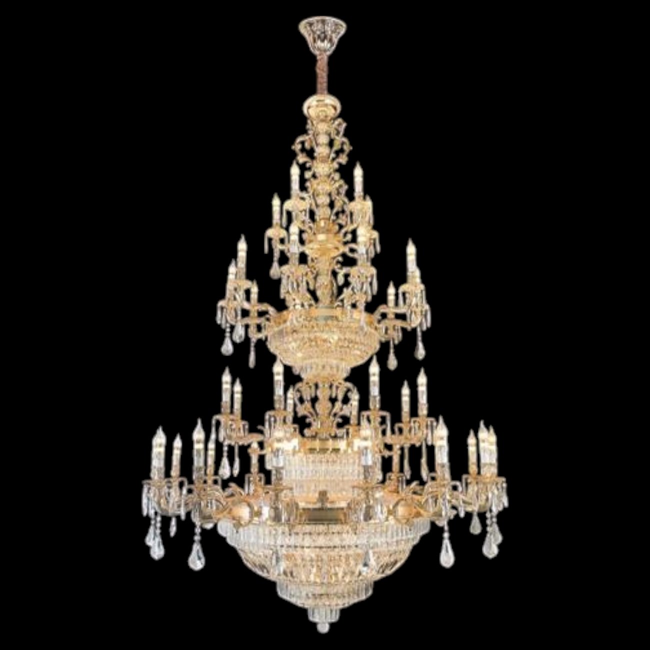 Đèn chùm pha lê K9 cao cấp Ø1560*2500, E14*(16+8+10+5) trên tay + E14*34 - Lớp Pha Lê