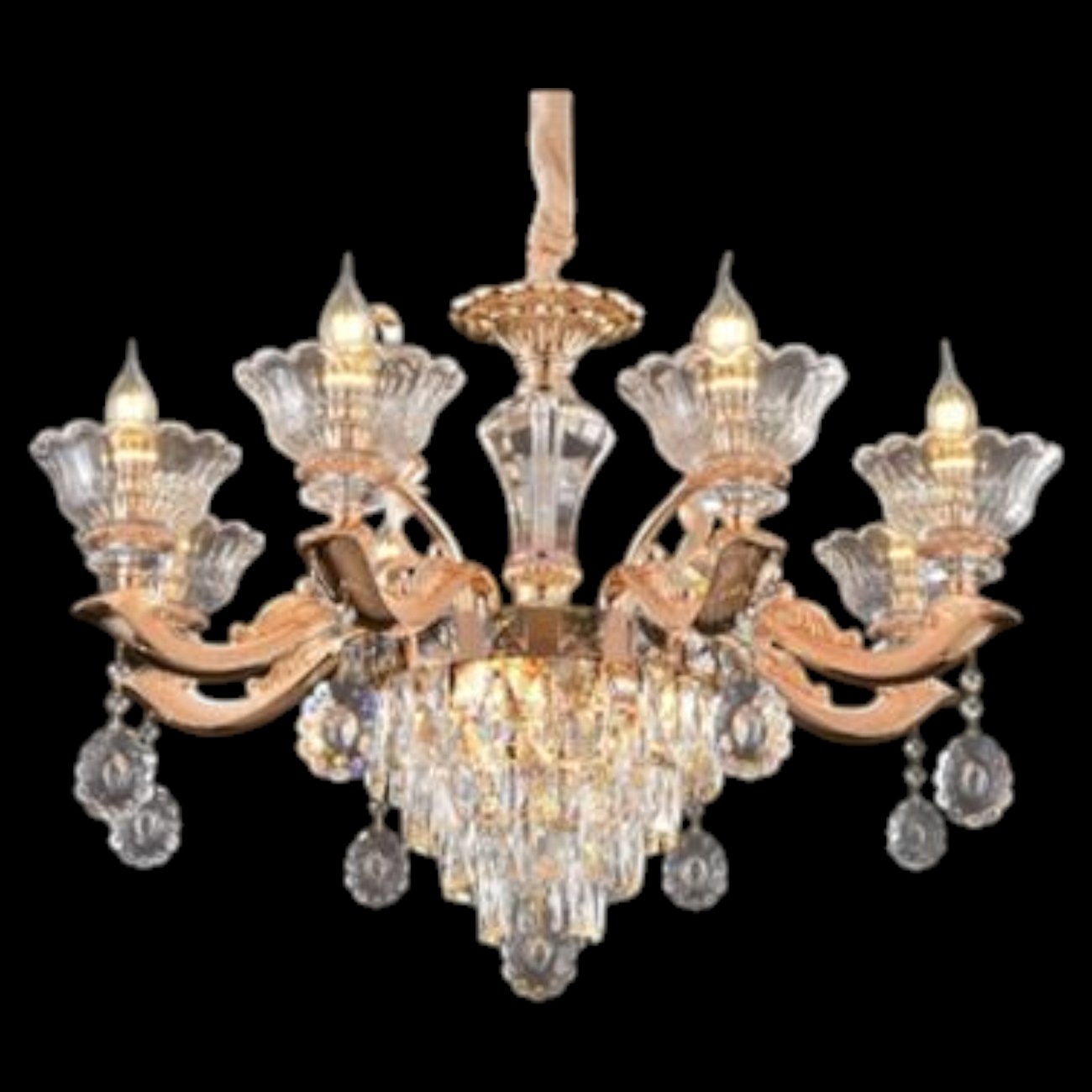 Đèn chùm nến Ø780*H550 - E14*8 - Trên Tay, E14*3 - Lớp Pha Lê