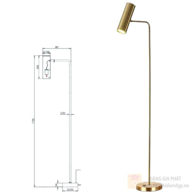 Đèn đứng E27*1 - Vỏ Vàng - W470*H1700