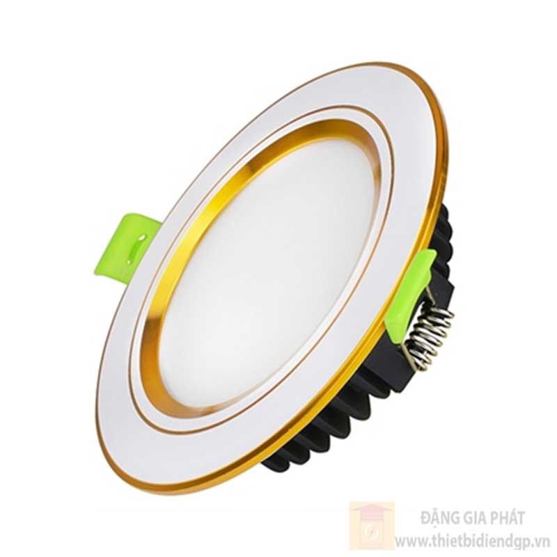 Đèn downlight âm trần Diamond viền vàng phẳng 10W đổi màu