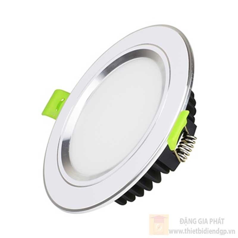 Đèn downlight âm trần Diamond viền bạc mặt phẳng 10W