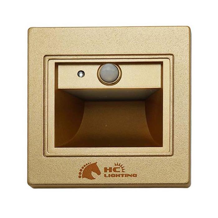 Đèn âm cầu thang cảm ứng (vỏ vàng) 1.5W