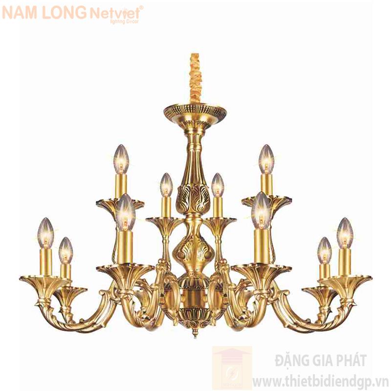Đèn chùm đồng cao cấp Ø780*H570+500, E14*12 lamp
