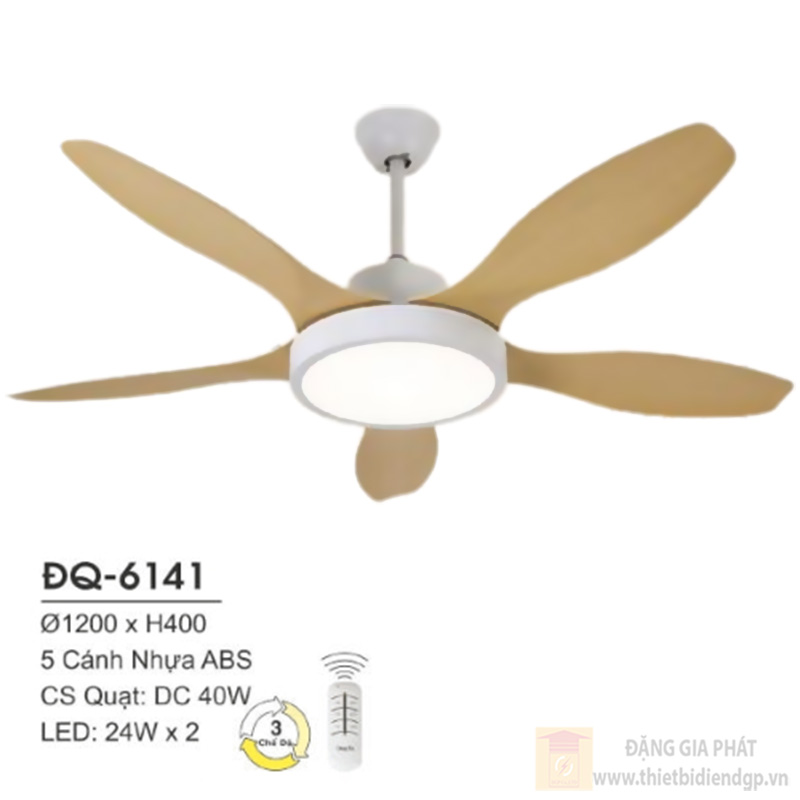 Đèn quạt Hufa Ø1200*H400, 5 cánh quạt nhựa ABS, CS quạt 40W