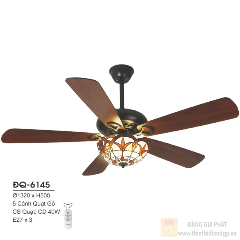Đèn quạt Hufa Ø1400*H400, 5 cánh quạt gỗ ABS, CS quạt 40W