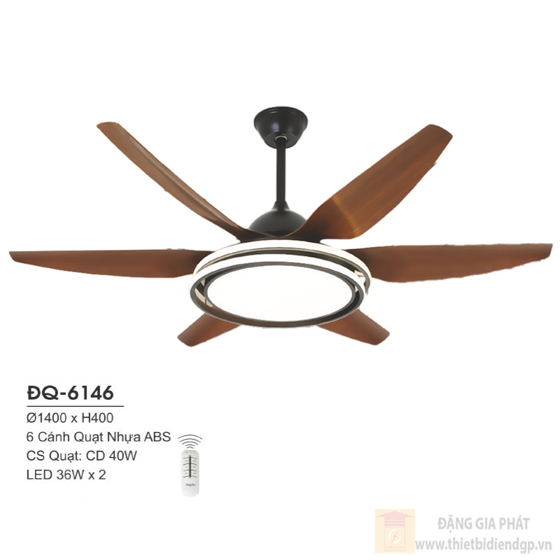 Đèn quạt Hufa Ø1400*H400, 6 cánh quạt nhựa ABS, CS quạt 40W