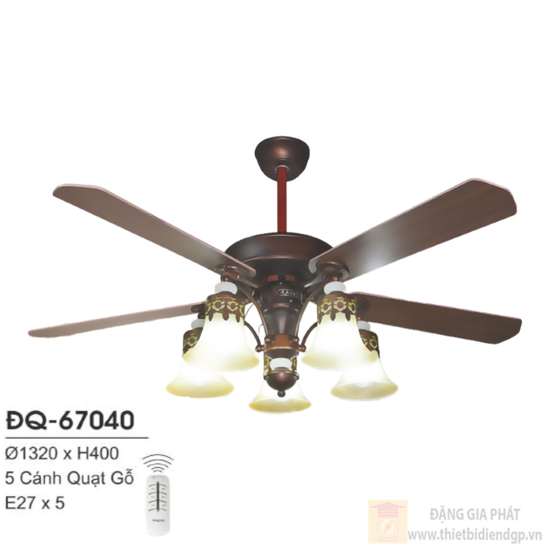 Đèn quạt Hufa Ø1320*H400, cánh quạt Gỗ, E27*5