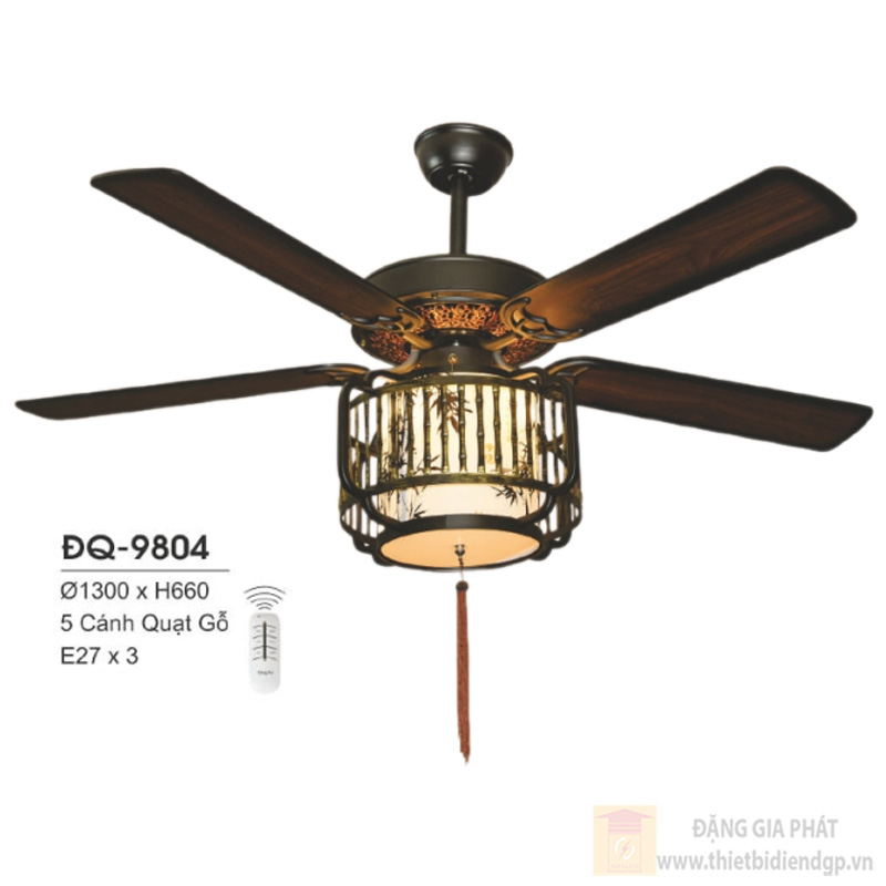 Đèn quạt Hufa Ø1300*H660, cánh quạt Gỗ, E27*1