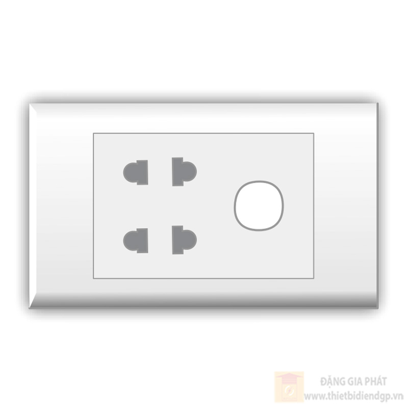 Ổ cắm đôi 2 chấu 16A với 1 lỗ LiOA E182UX