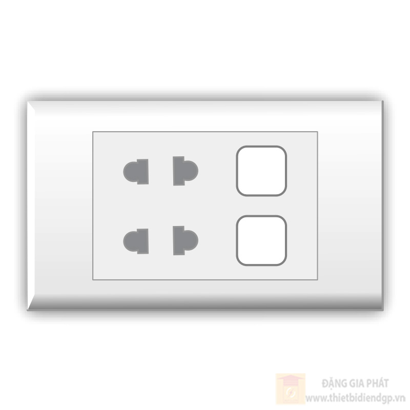 Ổ cắm đôi 2 chấu 16A với 2 lỗ LiOA E18S2U2X
