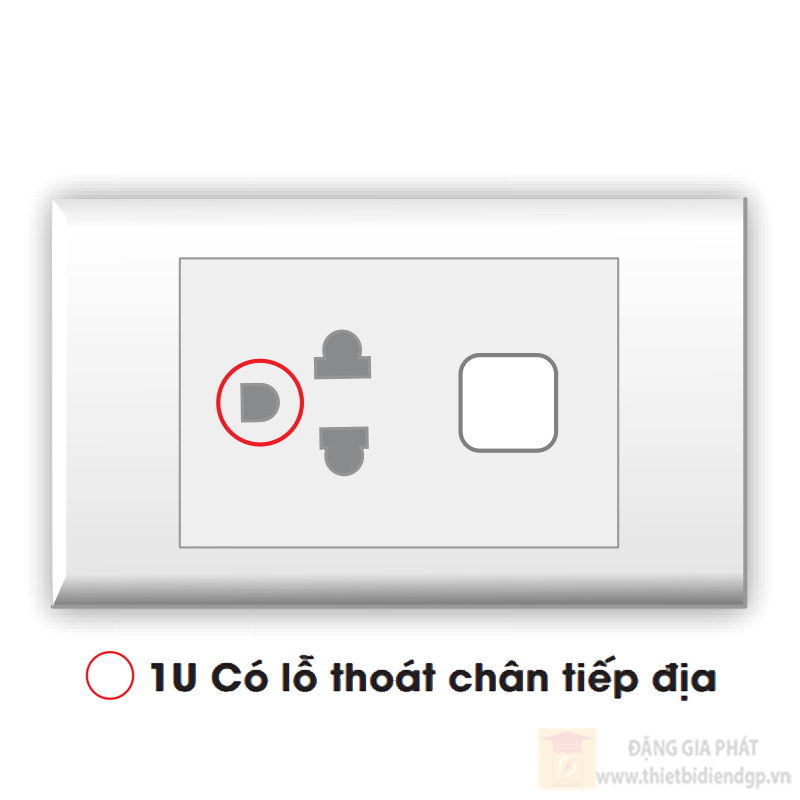 Ổ cắm đơn 2 chấu với 1 lỗ + có lỗ thoát chân tiếp địa LiOA E18SUXN