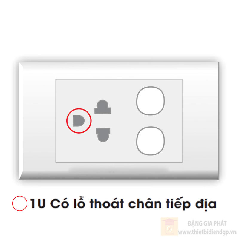 Ổ cắm đơn 2 chấu 16A với 2 lỗ LiOA E18U2XN - có lỗ thoát chân tiếp địa