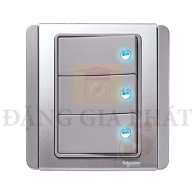 Bộ công tắc ba 1 chiều 10A 3 Gang 1W switch w. LED