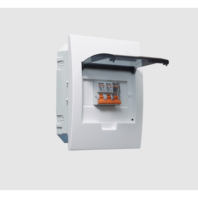 Tủ điện 3-6 Module Sino E4FC mặt nhựa bóng đế nhựa âm tường