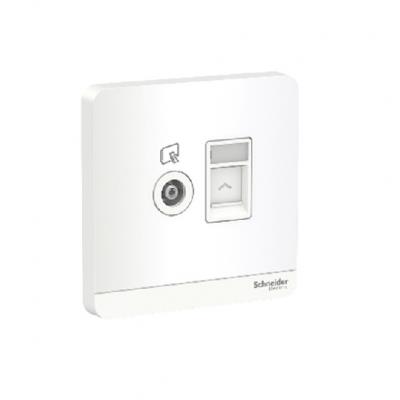 Bộ ổ cắm TV và bộ ổ cắm mạng cat5e màu trắng