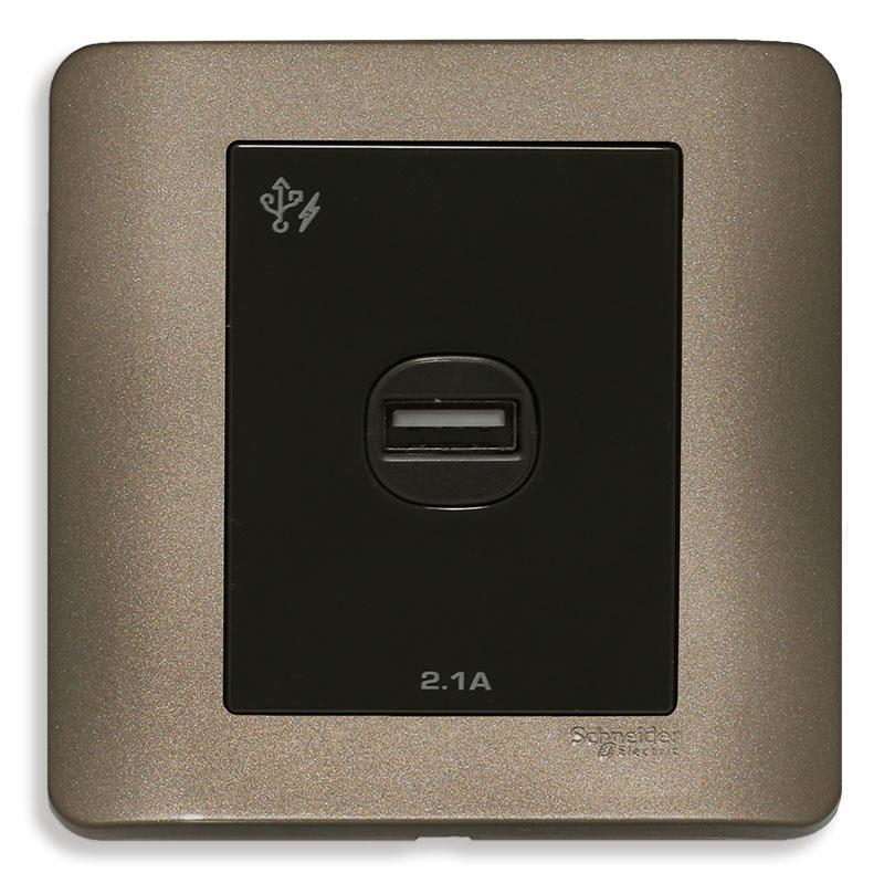 Bộ ổ sạc USB đơn 2.1A màu đồng