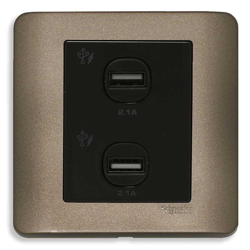 Bộ ổ sạc USB đôi 2.1A màu đồng