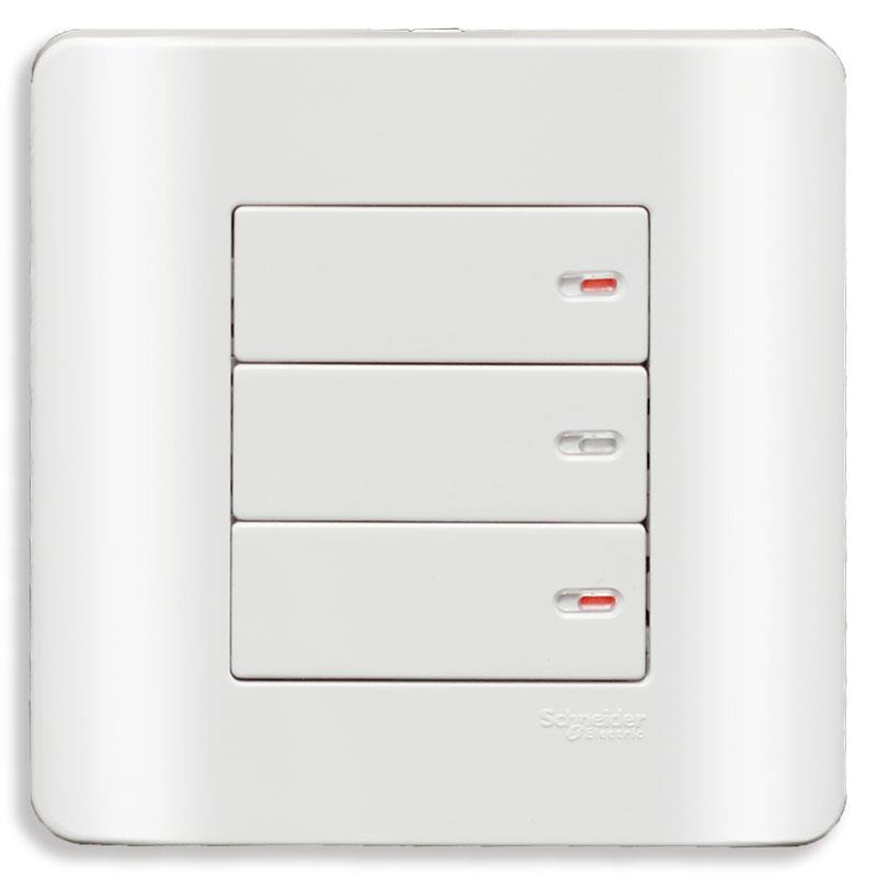 Bộ công tắc ba 1 chiều 16A màu trắng
