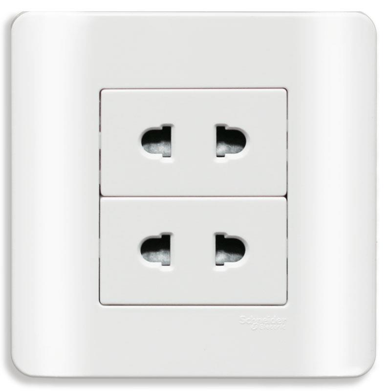 Bộ ổ cắm đôi 2 chấu 10A màu trắng