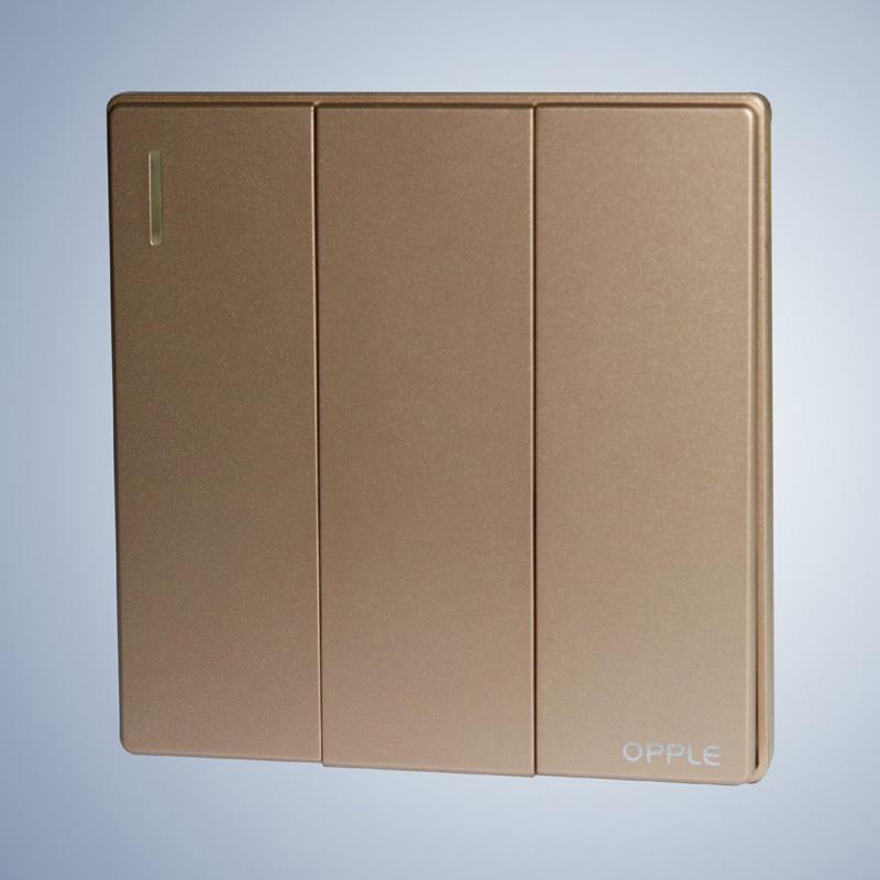 Bộ công tắc ba 1 chiều màu gold