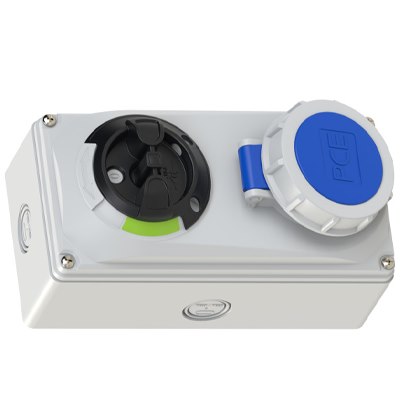 Phích cắm công nghiệp di động PCE F61132-6K 3P 6H IP67 có lỗ