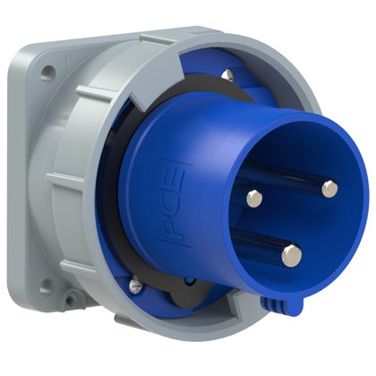 Phích cắm công nghiệp âm PCE F633-6 3P 63A,6H,IP67 dạng thẳng
